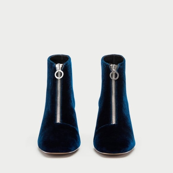Zara Shoes - Zara chunky velvet high heel ankle boots